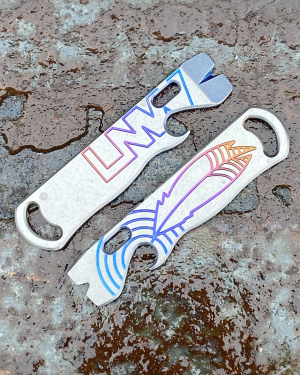 All Access Pass v1.5 "Lil' Chonk" Keychain Prybar - Stone Logo Fade Anodized