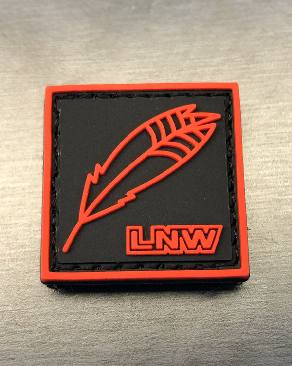 Ranger Eye Patch with Feather/LNW Logo - Black w/ Red Logo