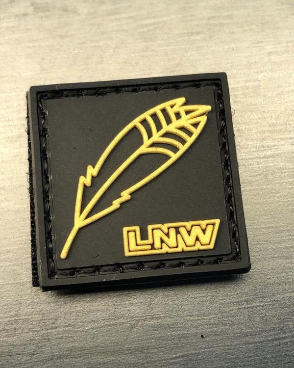 Ranger Eye Patch with Feather/LNW Logo - Black w/ Gold Logo